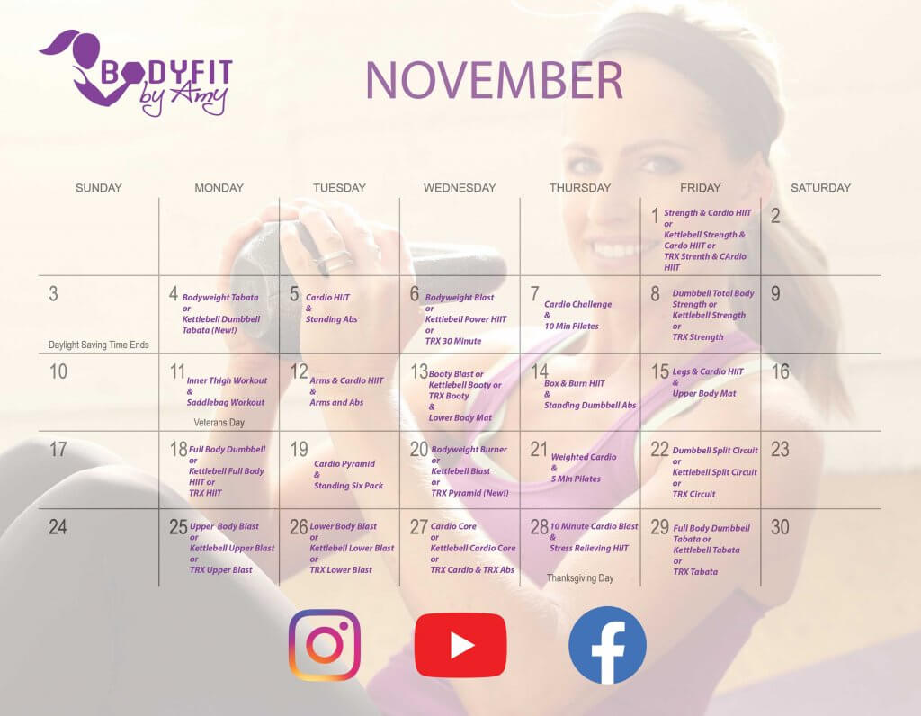 Monthly Workout Calendar Bodyfit By Amy