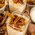 high-fiber pumpkin overnight oats in glass jar